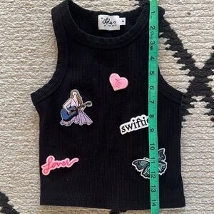Lola + The Boys Swiftie patch Black Tank Top sz 8